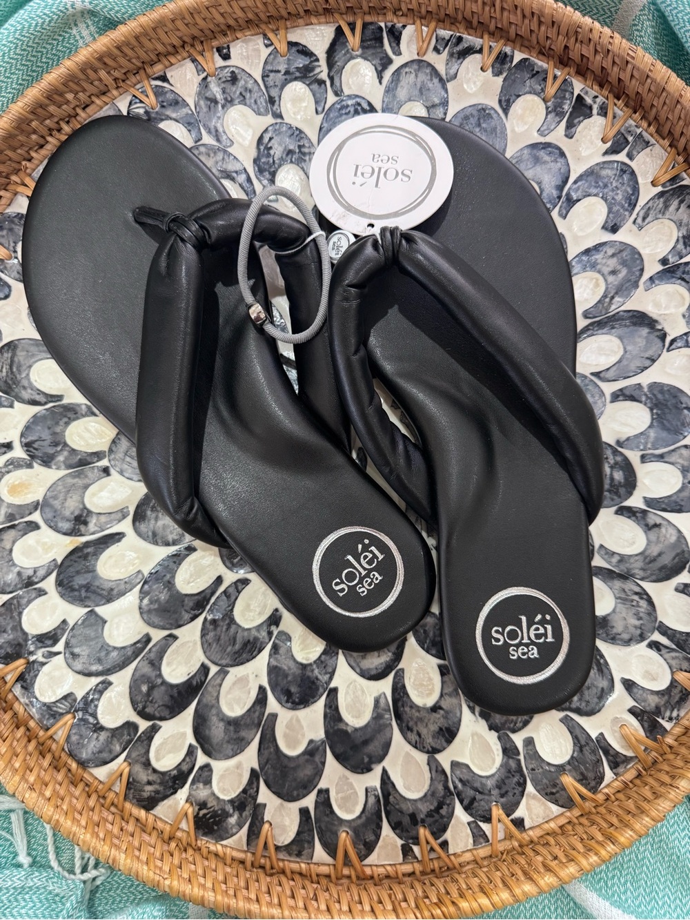Black Women's Sandals - Solei Comfortable Synthetic Flip Flops